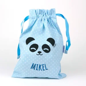 Saquito Panda Azul Personalizado