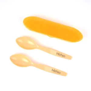 Set 2 Cucharas Senior con Estuche Personalizados Naranja soft (SE PERSONALIZAN SOLO LAS CUCHARAS)