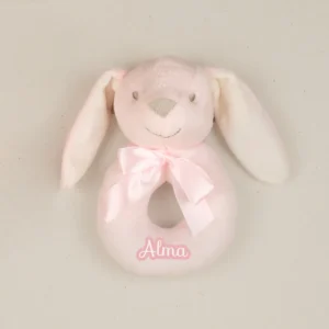 Sonajero Cabecitas Conejito Rosa Personalizado