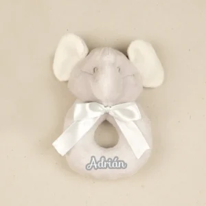 Sonajero Cabecitas Elefante Gris Personalizado