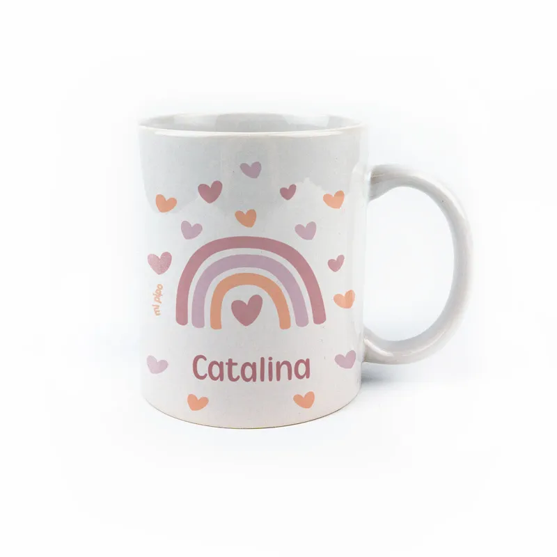 Taza cerámica o plástico Arcoíris Blush personalizada Taza cerámica o plástico Arcoíris Blush personalizada