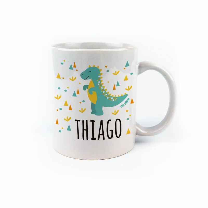 Taza cerámica o plástico Dinosaurio personalizada Taza cerámica o plástico Dinosaurio personalizada