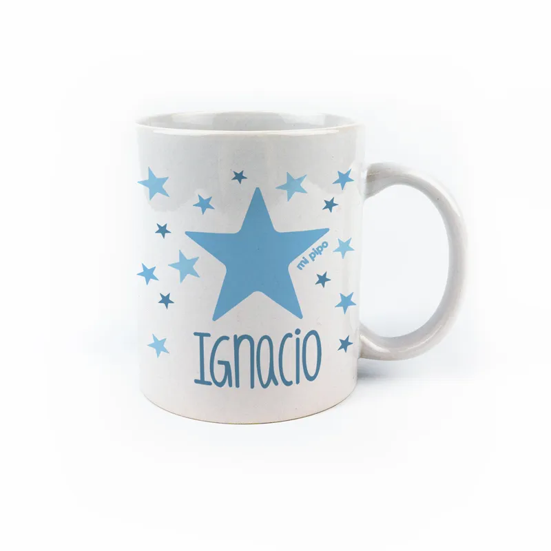 Taza cerámica o plástico Estrella Azul personalizada Taza cerámica o plástico Estrella Azul personalizada