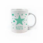 Taza cerámica o plástico Estrella Menta personalizada