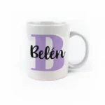 Taza cerámica o plástico Inicial Lila personalizada