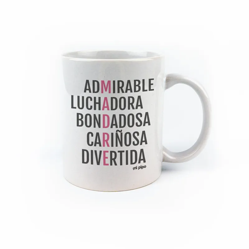 Taza cerámica o plástico Mamá Adjetivos Taza cerámica o plástico Mamá Adjetivos
