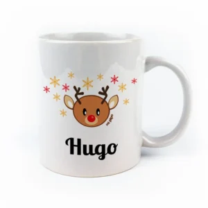 Taza cerámica o plástico personalizada Reno Bebé