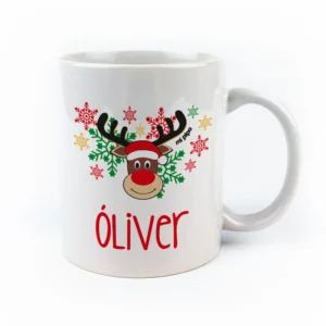 Taza cerámica o plástico personalizada Reno Rudolf
