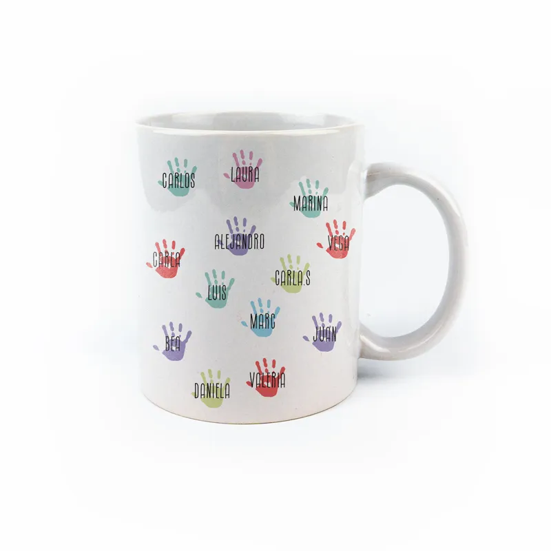 Taza cerámica o plástico Profe personalizada (nombre alumnos) Manitas Taza cerámica o plástico Profe personalizada (nombre alumnos) Manitas