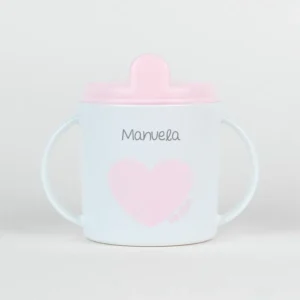 Taza Corazón rosa pastel personalizada