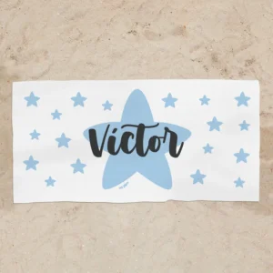 Toalla de baño Premium Estrella Azul Caligrafía