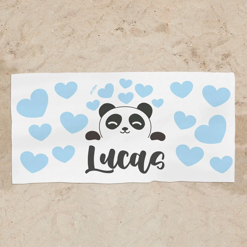 Toalla de baño Premium Panda Azul Personalizada Toalla de baño Premium Panda Azul Personalizada