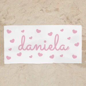 Toalla de baño Premium Personalizada Candy Rosa, elige dibujo