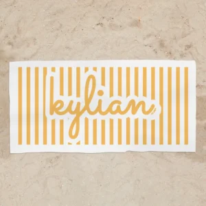 Toalla de baño Premium Rayas Amarillo Personalizada
