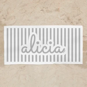 Toalla de baño Premium Rayas Gris Personalizada