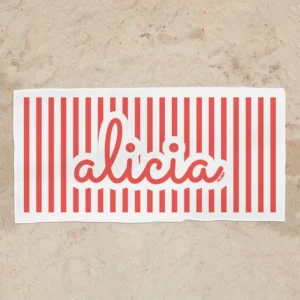 Toalla de baño Premium Rayas Roja Personalizada