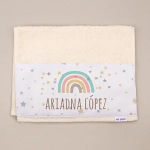 Toallita de Rizo Arcoíris Soft Beige Personalizada