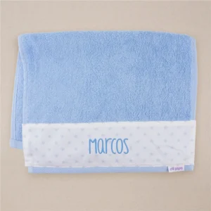 Toallita de Rizo bordada Azul Personalizada