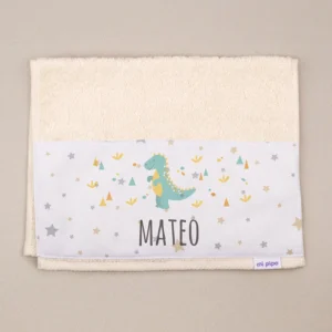 Toallita de Rizo Dinosaurio Beige Personalizada