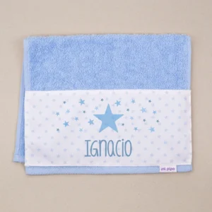 Toallita de Rizo Estrella Azul Personalizada