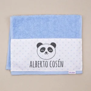 Toallita de Rizo Panda Azul Personalizada