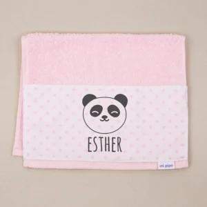 Toallita de Rizo Panda Rosa Personalizada