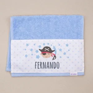 Toallita de Rizo Pirata Azul Personalizada