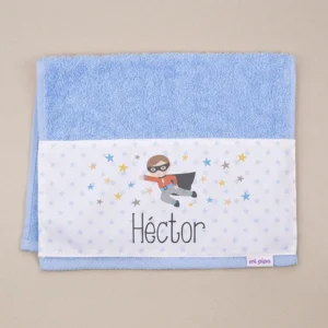 Toallita de Rizo Superhéroe Azul Personalizada
