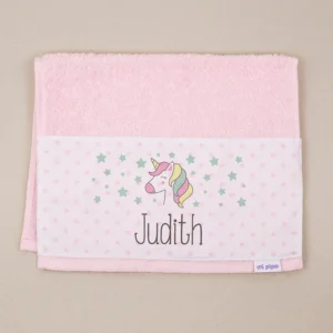 Toallita de Rizo Unicornio Rosa Personalizada