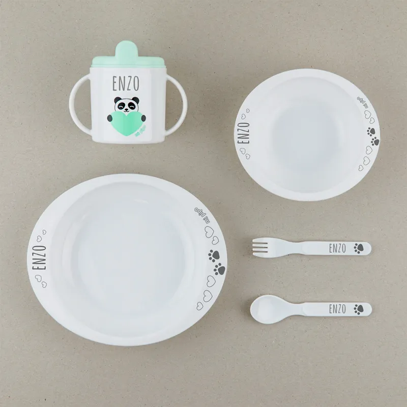 Vajilla Panda menta Personalizada Vajilla Panda menta Personalizada