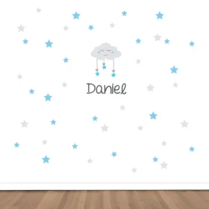 Vinilo decorativo Maxi Nube con Estrellas Azul