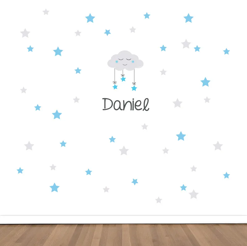 Vinilo decorativo Maxi Nube con Estrellas Azul Vinilo decorativo Maxi Nube con Estrellas Azul
