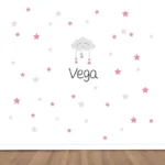 Vinilo decorativo Maxi Nube con Estrellas Rosa