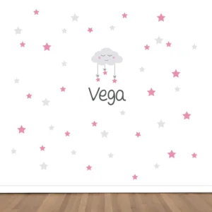 Vinilo decorativo Maxi Nube con Estrellas Rosa