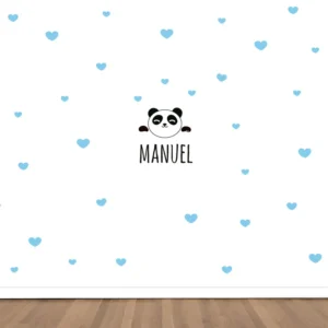 Vinilo decorativo Maxi Panda Corazones Azul