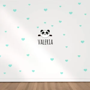 Vinilo decorativo Maxi Panda Corazones Menta