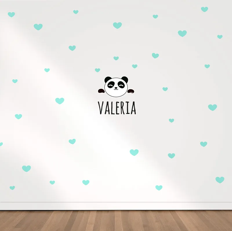 Vinilo decorativo Maxi Panda Corazones Menta Vinilo decorativo Maxi Panda Corazones Menta