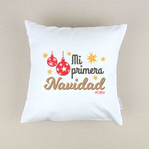 Cojín Navideño Mi primera Navidad bolas