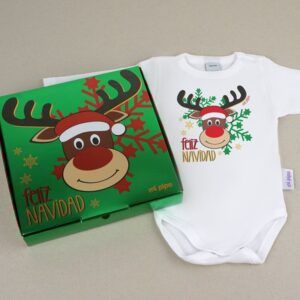 Babidu Body Navideño Feliz Navidad con Rudolf con cajita de regalo