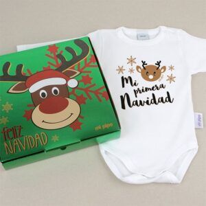 Babidu Body Navideño Mi Primera Navidad Reno Bebé con cajita de regalo