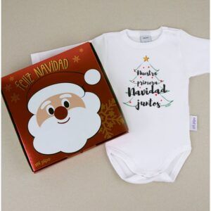 Babidu Body Navideño Nuestra primera Navidad juntos árbol silueta con cajita de regalo
