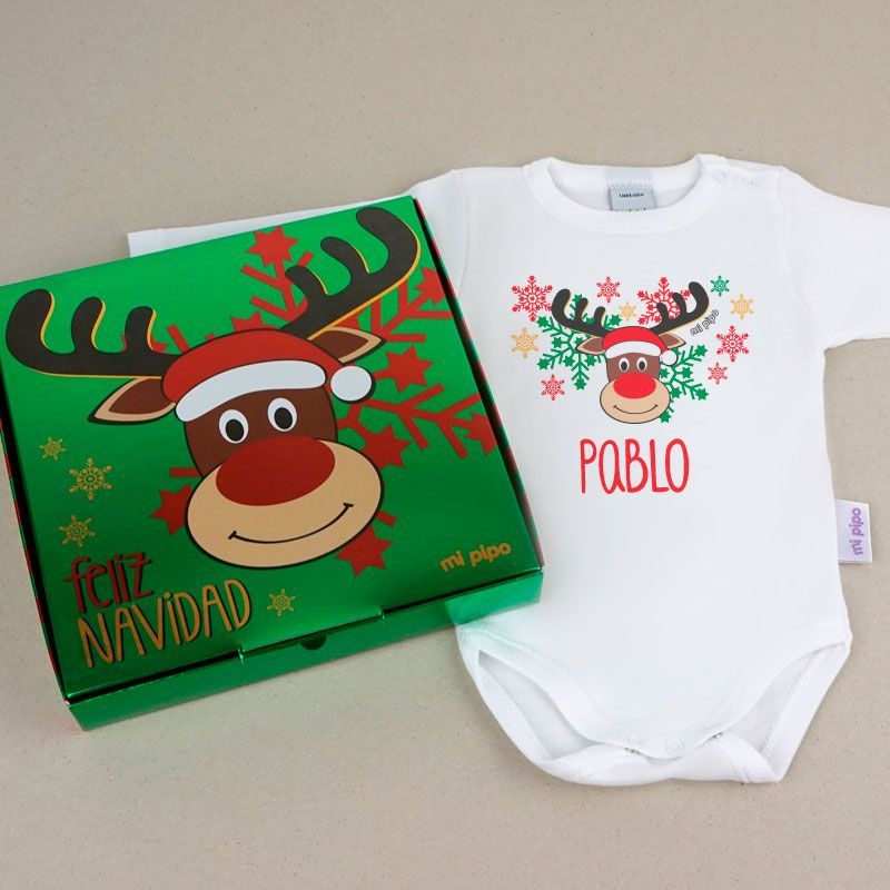 Babidu Body Navideño Personalizado Navidad Rudolph con cajita de regalo Babidu Body Navideño Personalizado Navidad Rudolph con cajita de regalo