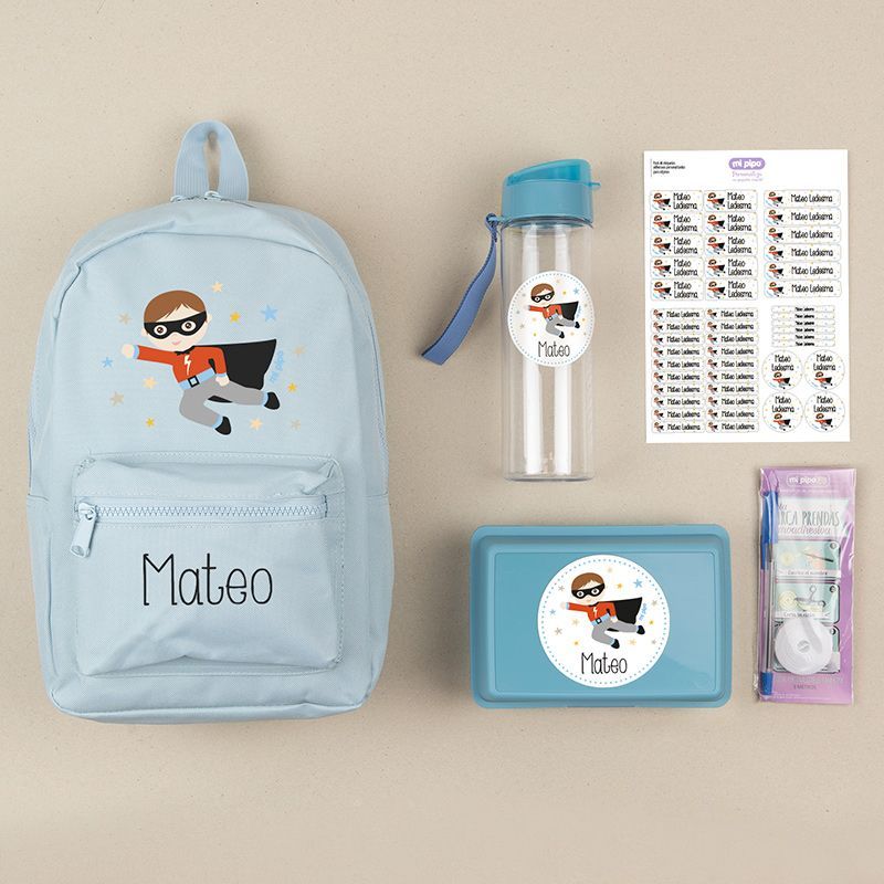 Pack Mi Equipo para el Cole con Mochila Superhéroe personalizado + Regalo Marcaprendas Pack Mi Equipo para el Cole con Mochila Superhéroe personalizado + Regalo Marcaprendas