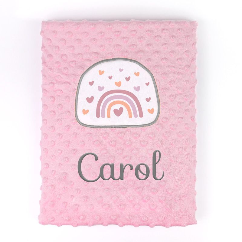 Manta Clásica Aplique Arcoíris Blush Personalizada, elige color Manta Clásica Aplique Arcoíris Blush Personalizada, elige color