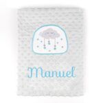 Manta Clásica Aplique Nube Azul Personalizada, elige color